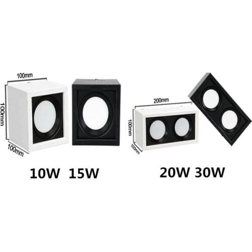 Square COB LED dimmable Downlights 10W 15W 20W 30W Surface Mounted LED Ceiling Lamps Spot Light LED Downlights AC85V-265V