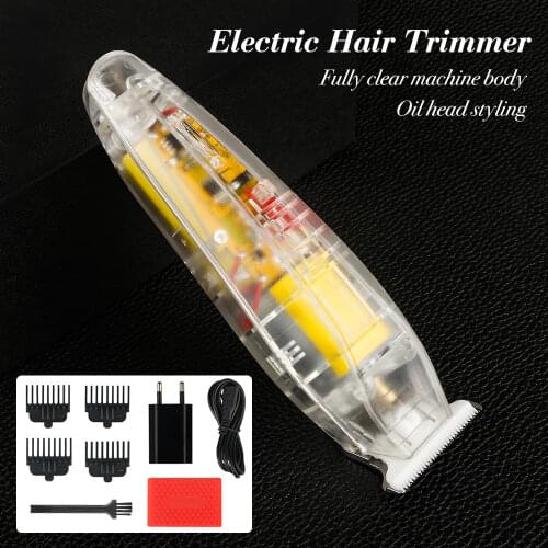 Professional Rechargeable Hair Cutting Machine Men Hair Clippers Trimmer Transparent Cover Clippers Salon Barber Accessories