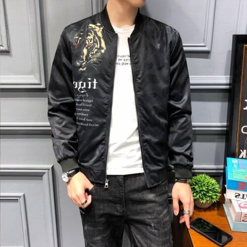 Men Floral 2020 Autumn Tiger Head Printing Loose Coat Male Vintage Bomber Jacket Jaqueta Masculina Casaca Hombre