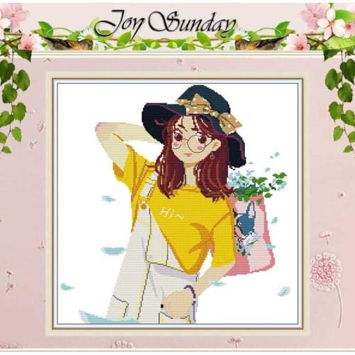 Hello Girl patterns Counted Cross Stitch 11CT 14CT Printed Cross Stitch Set Wholesale Cross-stitch Kit Embroidery Needlework