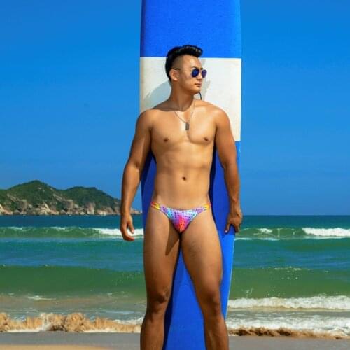 New 2020 plaid stripe swimsuits men sexy beach swim briefs hot gay men thong swimwear pool man swim bikinis bathing suits