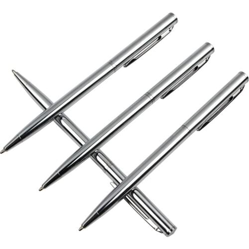 3PCS Baikingift New Item Light silver Ball-point Pen Stainless Steel Rod Rotating Metal Ball-point Pen Stationery Ballpoint Pen