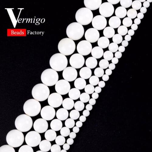 Wholesale Smooth White Tridacna Stones Round Loose Beads Natural Stone Ball Beads For Needlework Jewelry Making Diy Bracelet