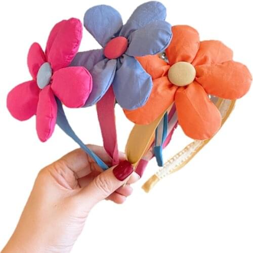 Big Sunflower Fabric Headbands For Kids Girl Princess Hairbands Cute Child Hair Accessories Korean Handmade Wholesale