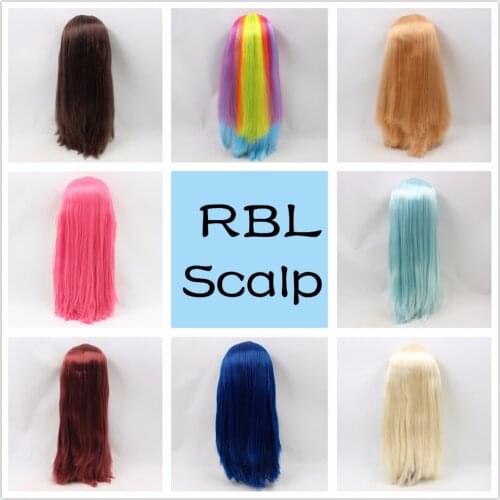 RBL Scalp 1/6 Blyth Doll Wigs including the hard endoconch dome with/no bang soft straight colorful hair Series 3