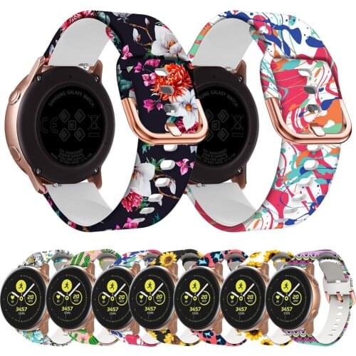 22 20mm Printing Silicone Band For Samsung Galaxy Watch active2 Sport Straps Amazfit GTR 42 46 Smartwatch Huawei GT 2 Bracelet