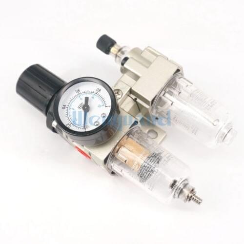 AC2010-02 Manual Drain G1/4" Air Filter Regulator With Lubricator Combination Two-Union