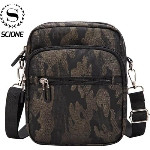 Scione Transverse Mens Canvas Shoulder Bag Military Tactical Army Travel Sports Messenger Husband Bag for Phone K127