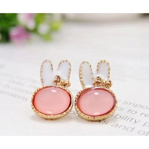 Fashion Cute Animal Stud Earrings For Women Kids Crystal Jewelry Cat Earings Rabbit Stud Earrings Jewelry Accessories Gifts