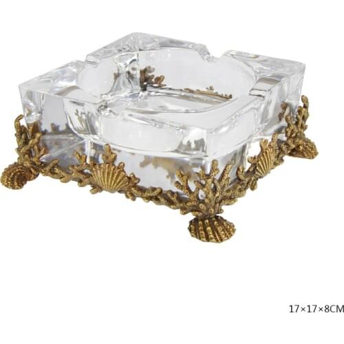 CIGARLOONG Ashtray European Austrian Crystal Cigar Ashtray Copper Eagle CE-4303