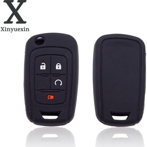 Xinyuexin 4 Buttons Silicone Car Key Cover Fob for Chevrolet Equinox 2010-2018 For Trax 2015-2016 Folding Remote Key Shell
