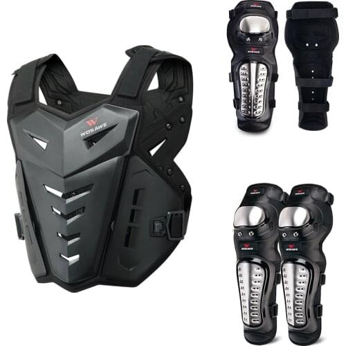 WOSAWE Motorcycle Body Protectors Moto Armor Chest Back Protective Vest Racing Dirt Bike Protection Gear Knee and Elbow Guards