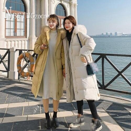 Winter Hooded Jacket Coat Women Parkas Long Coat High Street Pocket Loose Coat