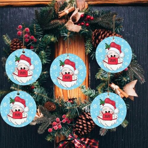 1/5/10PC 2020 Christmas Ornament Santa Wearing A Face Mask Decorate Christmas tree Pendant Christmas Party Decoration Gifts
