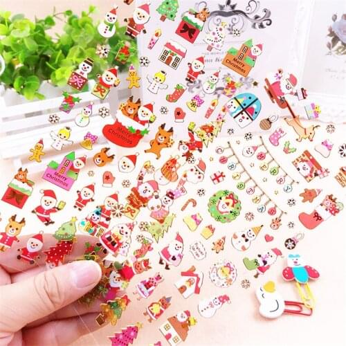 1 Set Christmas Stickers Cute Christmas Tree Snowman Children Sticker DIY Diary Album Calendar Mobile Phone Decoration Stickers