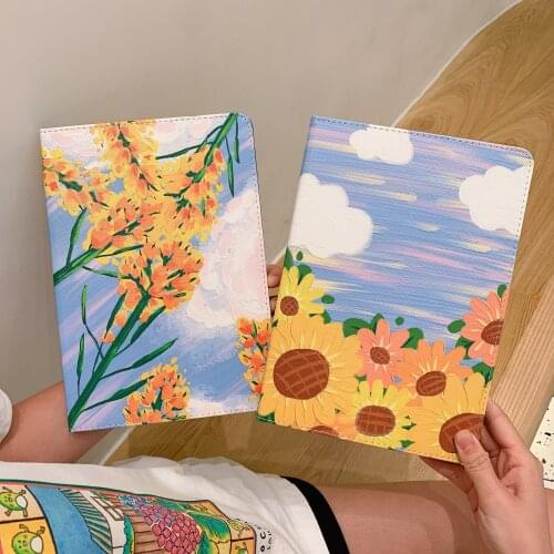 10.2inch Artist Oil Painting Summer Flower Soft Tablet Protective Case For iPad Air 1 2 3 Mini 4 5 Pro 2017 2018 2019 2020 Cover
