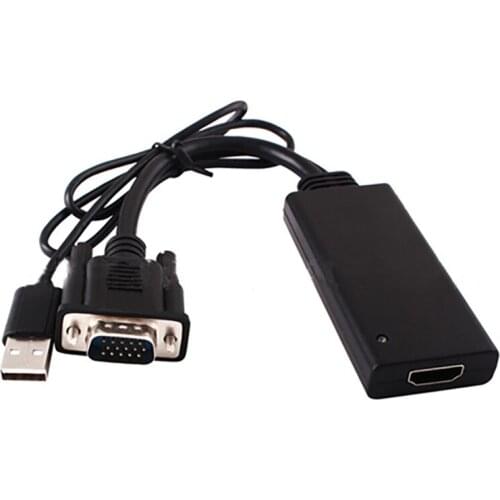 1080P VGA Male To Female HDMI-compatible Converter HDTV PC Video Audio Adapter Cable For PC Laptop Connect To HDTV VGA2