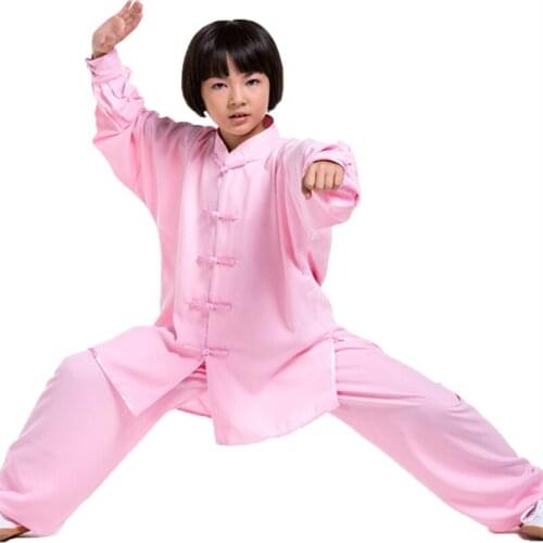 2018 New Kids' Chinese Traditional Long Sleeve Tai Chi Uniforms Kung Fu Clothing for Boys Girls