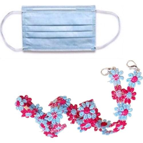 3Pcs Knitted Floral Lanyard Face Mask Holder Strap Multicolor Eyeglass Ribbon