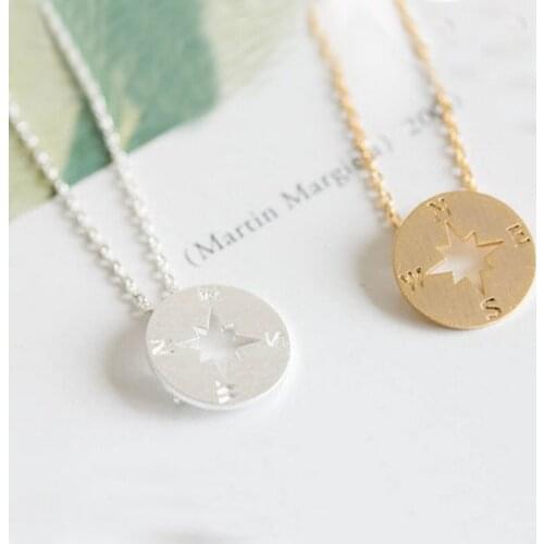 30pcs/Lot Fashion Gold Silver Plated Simple Compass Pendant Long Chain Choker Statement Necklaces Women Jewelry Free Shipping
