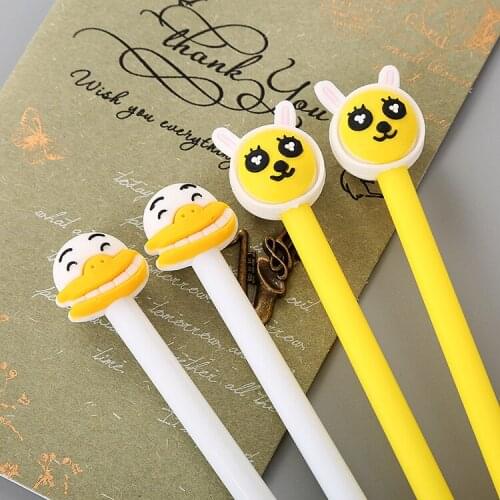 40 pcs Creative Three-dimensional Silicone Gel Duck and Rabbit Neutral Pen Cute Cartoon Learning Office Needle Signature Pen