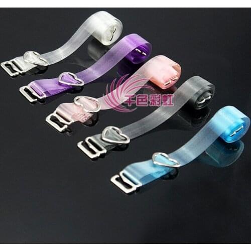 5 PairsTransparent Bra Strap Shoulder Women Stainless Steel Heart Buckle Adjustable Ladies Clear Pectoral Girdle 1.0CM Width