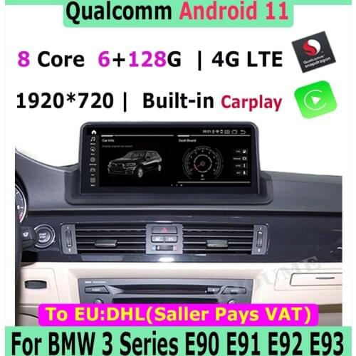 10.25" Snapdragon Android 10.0 Car Multimedia Player GPS Video Radio for BMW 3 Series E90 E91 E92 E93 with CarPlay iDrive Knob