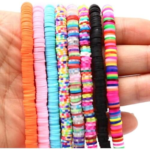 6mm Flat Round Polymer Clay Beads Chip Disk Loose Spacer Handmade Beads For DIY Jewelry Making Bracelet Finding Mixed Color