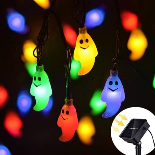 Solar Halloween Decoration String Lights 30 LED 6M Waterproof Cute Ghost LED Holiday Lights 8 Modes For Christmas Party Home
