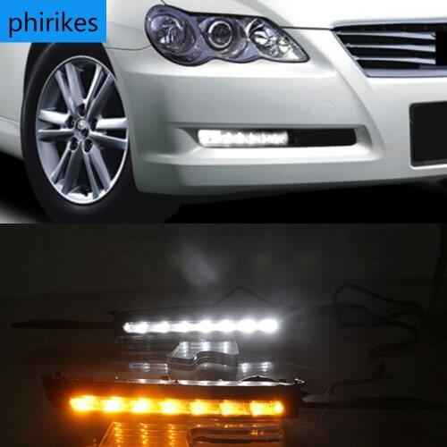 1Pair DRL For Toyota MARK X REIZ 2004 2005 2006 2007 2008 2009 LED DRL Daytime Running Light With Turn Signal Fog Lamp