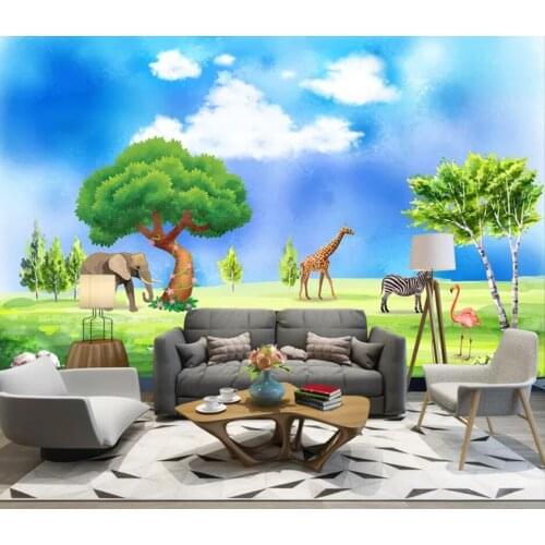 The background wall of tropical rainforest of children room of sitting room bedroom decorates mural wallpaper