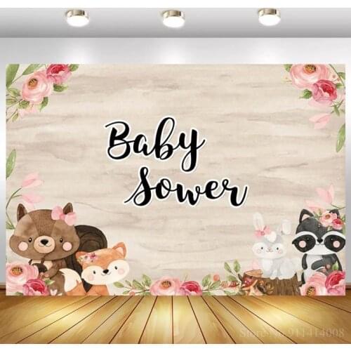 Floral Leaves Around Chipmunks Wood Wall Backdrops Photography Newborn Baby Shower Kids Portrait Jungle Photo Backgrounds