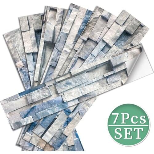 Home Retro 3D Stereo Simulation Brick Wall Stickers PVC Kitchen Wall Decoration Waterproof and Oil Proof Stickers Rolled 7pcs