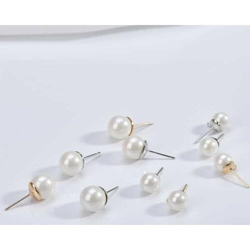 Fine fashion 16pair/lot pearl decoration Stainless Steel women stud earrings charms diy jewelry earring pendants accessory