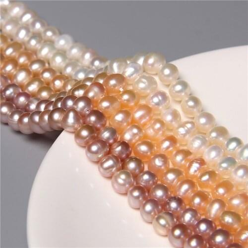Potato Round Freshwater Pearl Beads Natural White Grade AA+ 6-7mm 100% Real Natural Freshwater Pearl for Jewelry Making Women
