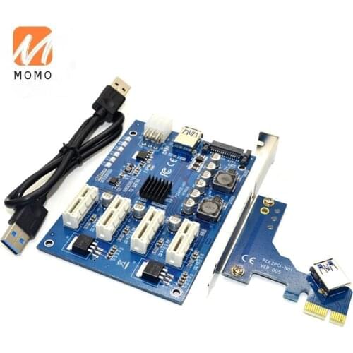 PCI-E X1 To 4PCI-E X16 Expansion Kit 1 To 4 Port PCI Express Switch Multiplier HUB 6Pin Sata USB Riser Card for BTC Miner Mining