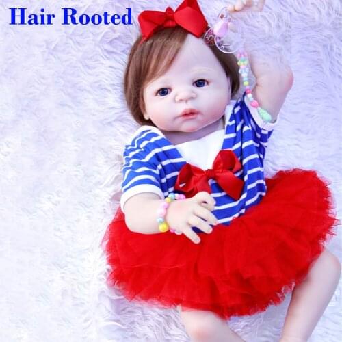 Dollmai sleeping reborn baby toy dolls 22"55cm full silicone vinyl reborn baby girl dolls bebes reborn bonecas play house toy