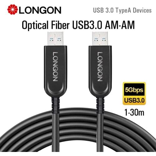 LONGON AOC USB3.0 TypeA Optical Fiber Extension Cable 5Gbps 5m 15m 10m 20m For Scanner Monitor Docking Station Hub Hard Drives
