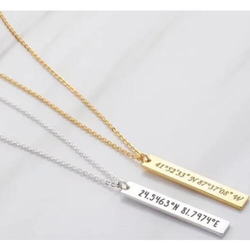 Ufine Personalized words GPS position fashion Strip pendant Necklace cooper high quality pendant necklace N2052