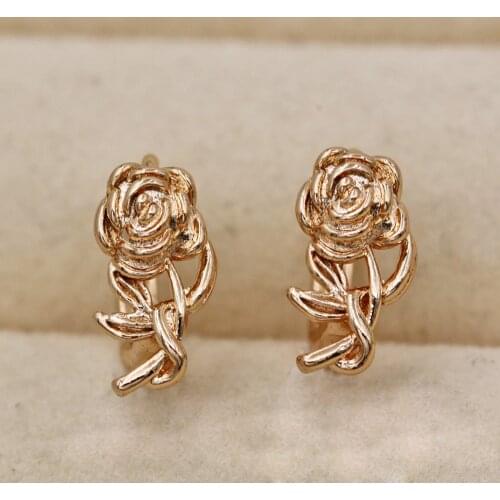 Fashion Simplicity Jewelry New Trendy Rose flowerHoop Earrings For Womens earrings Gold Earring for Wedding accessories Gift