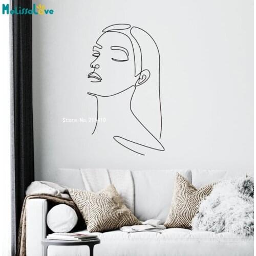One Line Drawing Wall Decal Unique Female Vinyl Woman Scandinavian Boho Modern Design Abstract Murals YT6224