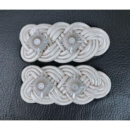 WWII GERMAN LIEUTENANT GENERAL TUNIC SHOULDER BOARDS HIGH QUALITY METAL WIRE