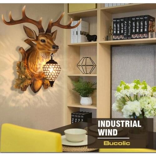 Wall Lamp Retro Resin Deer Horn Lamps Home Decoration Luxurious Lighting Vintage Indoor Lighting Bedside For Home Luminaire