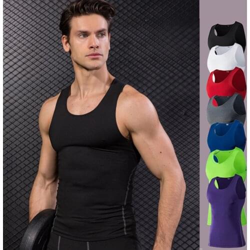 New 2021 Men Running Vest Sport Fitness Compression Sleeveless Tank Tops Fitness Workout Quick Dry Slimming T-Shirts Sports Vest