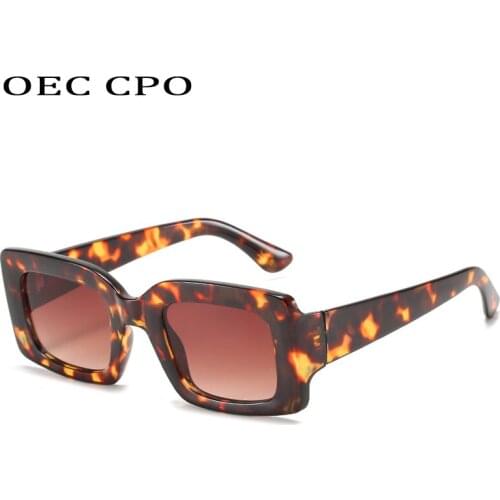 OEC CPO Classic Small Square Sunglasses Women New Fashion Leopard Sun Glasses For women Vintage Eyewear Men Shades UV400 Female