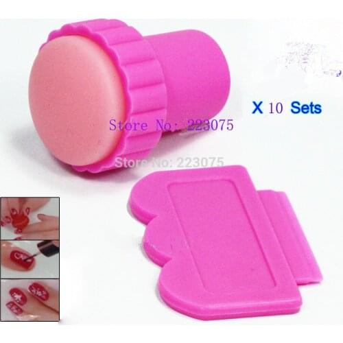 Wholesale DIY Professional Manicure 10 Pcs Pink Nail Art Stamping Stamp Image Plate Scraping Knife Salon Tools