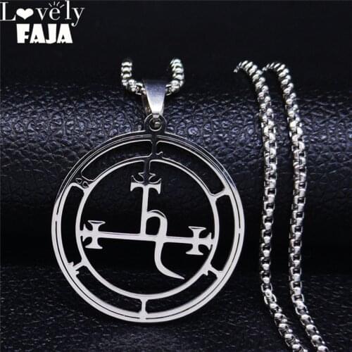 Stainless Steel Demon Seal Necklace Men/Women Silver Color Satan LILITH Necklaces & Pendants Jewery colares feminino N1249S03