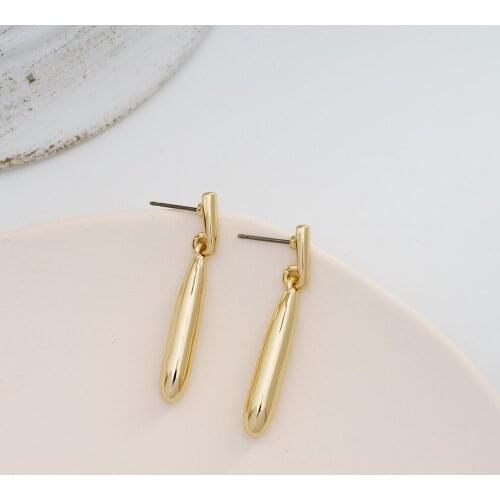 Punk Simple Style Gold/Silver Plated Lighting Long Exaggerated Square Geometric Teardrop Dangle Stud Earring for Women men