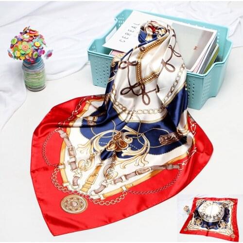 2021 Square Silk Scarf Women Fashion Print Small Neck Scarfs Office Lady Hair Band Foulard Hand Kerchief Female Bandana Shawl