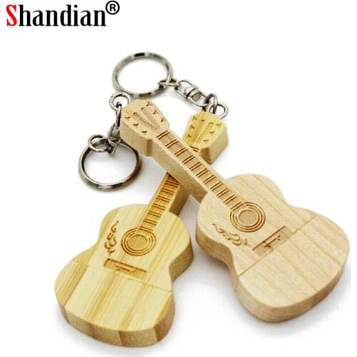 SHANDIAN New hot sale wooden guitar usb flash drive pendrives pen drive 4GB 8GB 16GB 32GB 64GB car key flash card memory stick